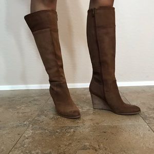 Knee high suede boots with 3 inch heel